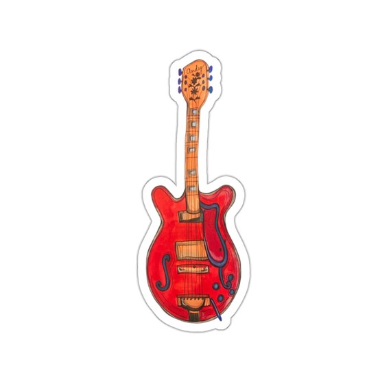 Red guitar sticker