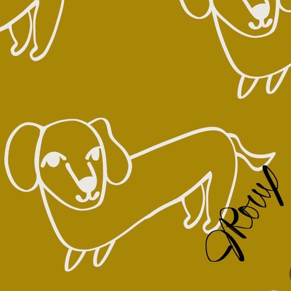 Dachshund Duvet Cover, Cute Dog Bedding, Mustard Yellow Comforter Cover, Pet Lover Bedroom Decor