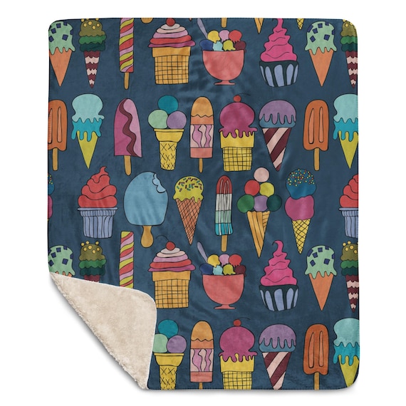 Ice cream and Popsicles Blanket/ Jrouxart Desserts Sherpa blanket