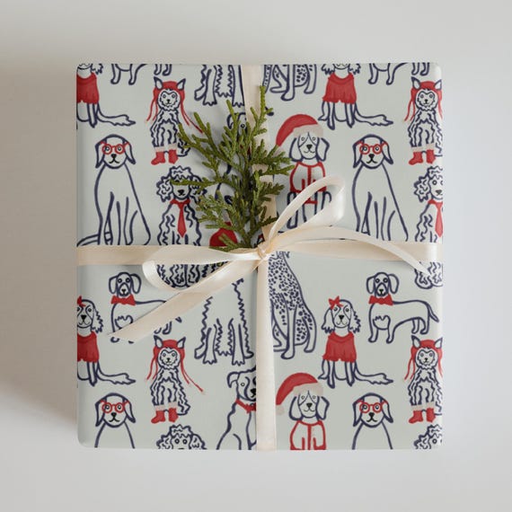 Christmas Dog Doodles Wrapping paper sheets