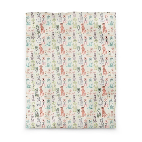Puppy Dog Pattern Duvet Cover: Whimsical Animal Bedding, Vibrant Art