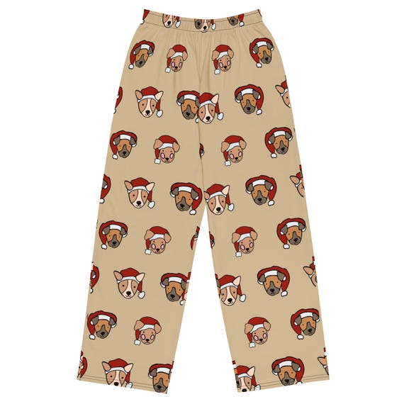 Christmas Dog Wide-Leg Pants | Unisex All-Over Print Holiday Lounge Pants