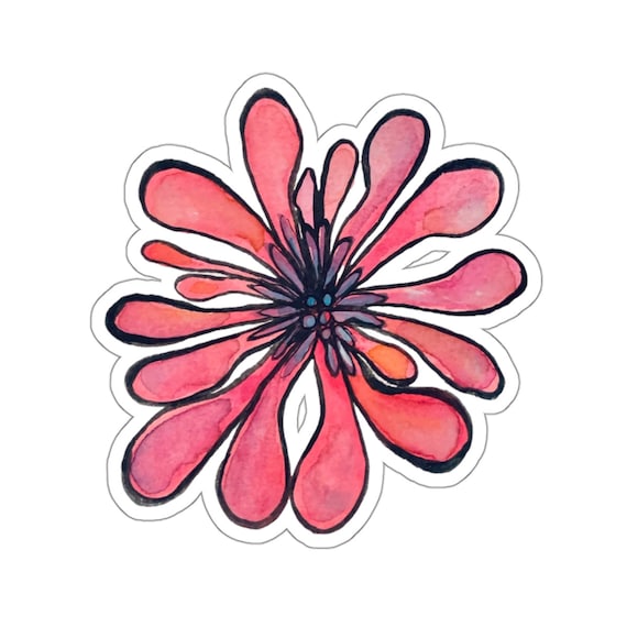 Funky Pink Watercolor Flower Sticker
