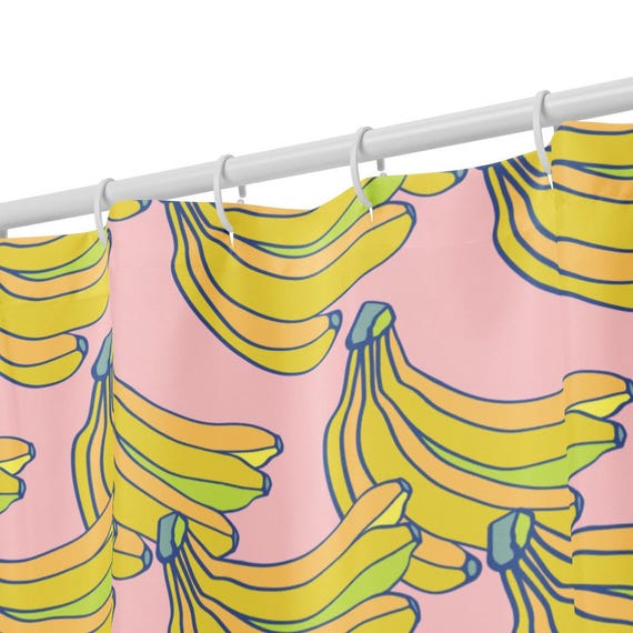 Banana Shower Curtain, Cute Fruit Bathroom Decor, Playful Kitchen Bath, Fun Pop Art Home