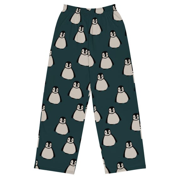 Deep Green Penguin Womens Pajama Pants // Family Matching Christmas Pajamas // Winter Lounge Pant