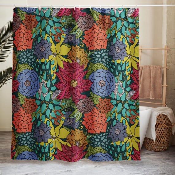 Bright Fun Floral Shower curtain / Electric Garden Full Bloom Collection