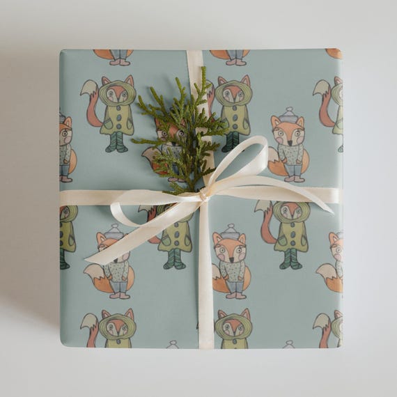 Cozy Winter Fox Gift Wrap | 3 Christmas Wrapping paper sheets