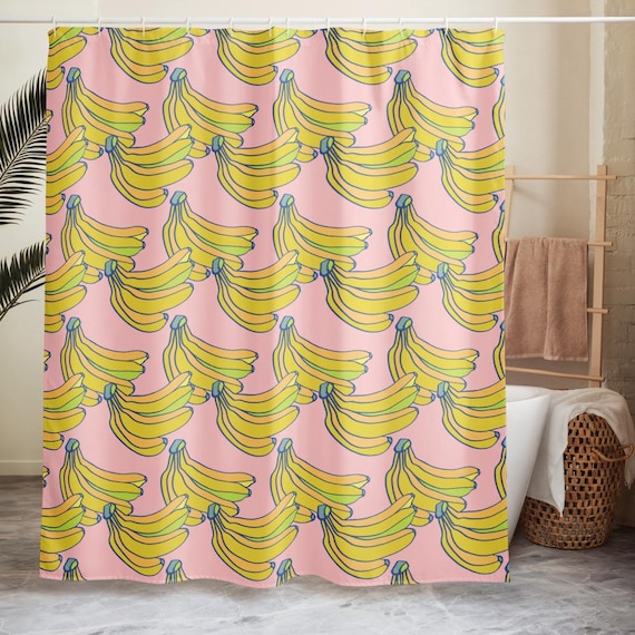 Banana Shower Curtain, Cute Fruit Bathroom Decor, Playful Kitchen Bath, Fun Pop Art Home