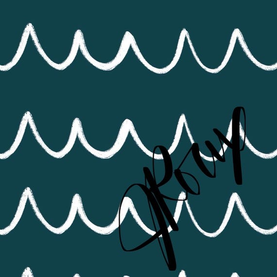 Teal Duvet Cover, Modern Minimal Bedding, Wave Pattern Comforter Cover, Coastal Bedroom Decor