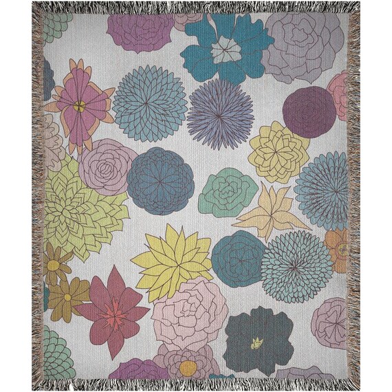 Floral Woven Blanket / Unique And Beautiful