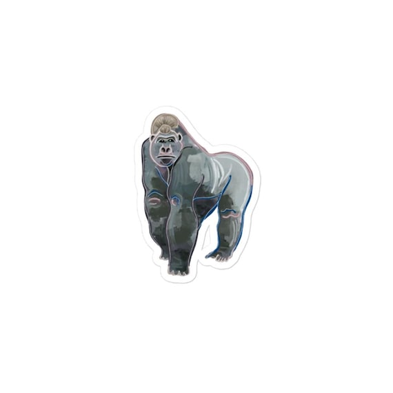 Gorilla Sticker, Animal Vinyl Decal, Wildlife Lover Gift, Laptop Water Bottle Sticker