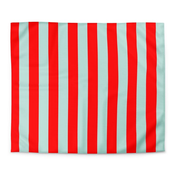 Red and Aqua Striped Duvet cover