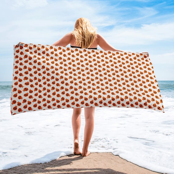 Red Ladybug Beach Towel