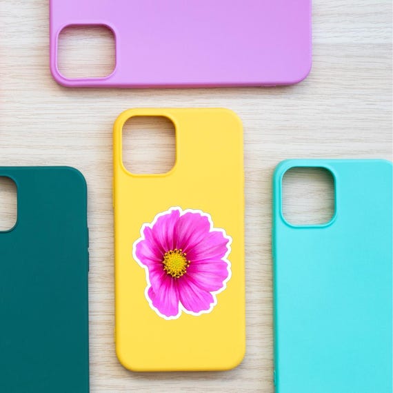Bright Pink Cosmo Flower Sticker - Floral Kiss-Cut Stickers