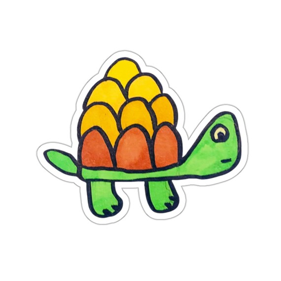 Handmade Turtle Sticker: Bright Vinyl Decal