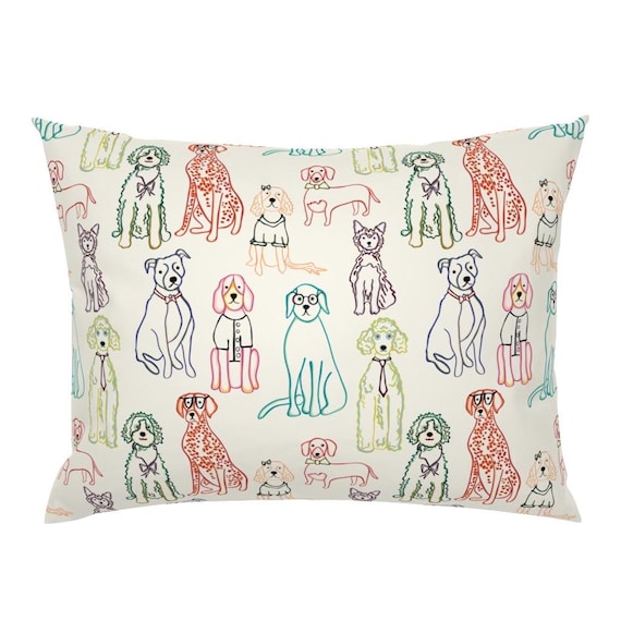 Pillow Sham in Colorful Dog Doodles, Warm Sand