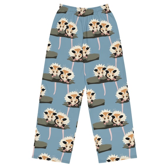 Opossum print casual pants / Opposums besties on blue unisex wide-leg pants