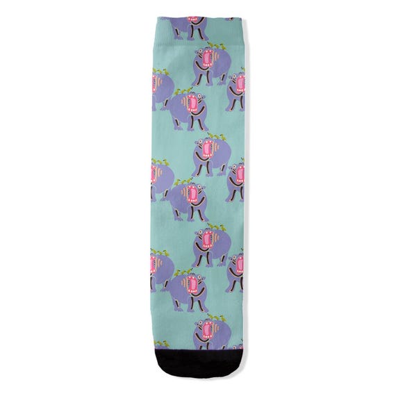 Hippo Print Socks // Purple Hippopotamus