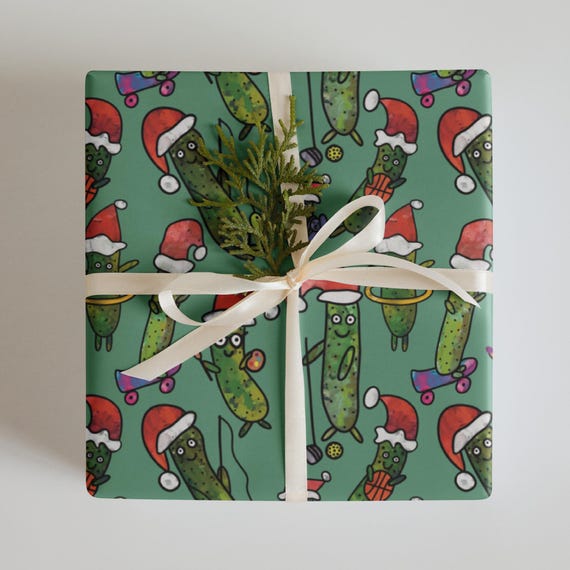 Christmas Pickle Gift Wrap, Santa Hat, Sports (Set of 3)