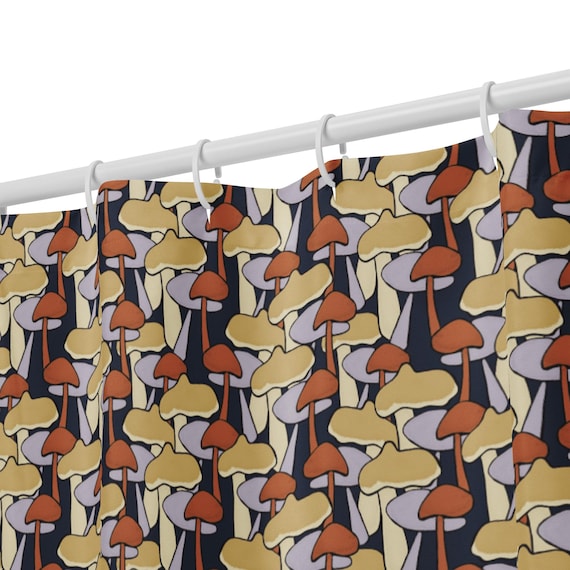 Mushroom Shower Curtain, Cottagecore Woodland Bath Decor, Boho Forest Nature Print
