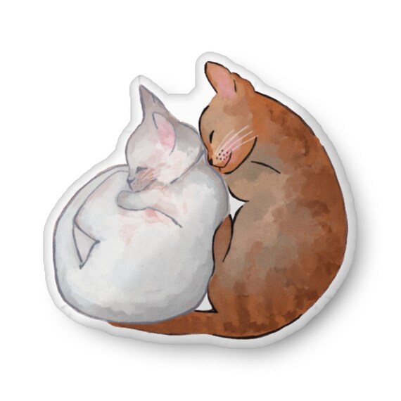 Kitties Spooning Shaped Pillows / Cats Snuggling Shaped Pillow
