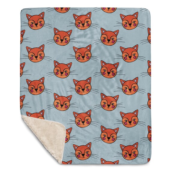 Orange Cat Blanket: Jrouxart Sherpa Fleece, Hand-Drawn Art