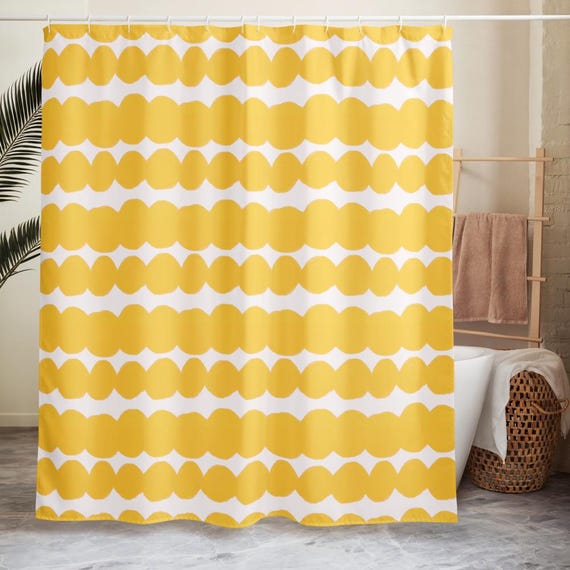 Yellow Bubble Stripes Shower curtain