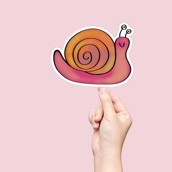Cute Pink Snail Sticker, Fun Laptop Decal