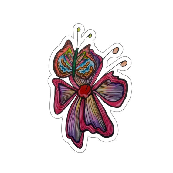 Tropical Flower and Butterfly Sticker