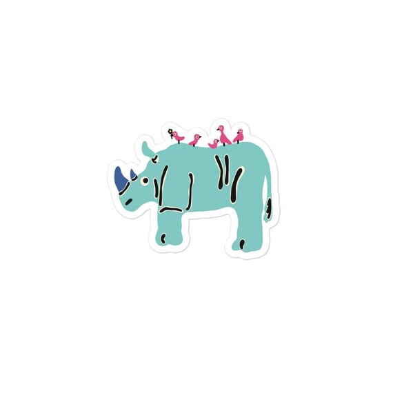 Blue Rhino Sticker // Rhinoceros Sticker