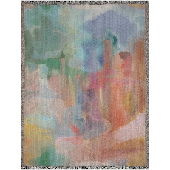Abstract Jrouxart Woven Blanket, Colorful Cotton Throw