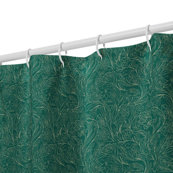 Phatholo Green Floral Shower Curtain / Bold Green Botanical Shower Curtain