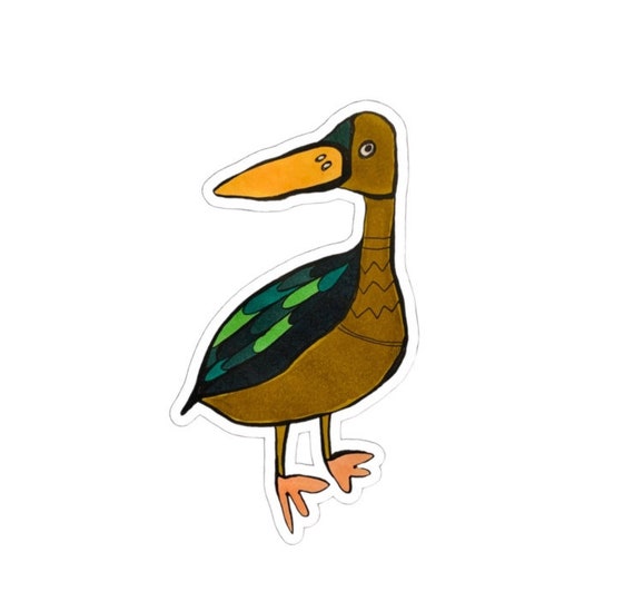 Duck Sticker: Green and Yellow Vinyl Decal
