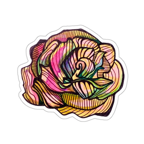 Rose Flower Sticker: Waterproof Vinyl Art Decal