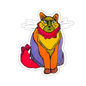 Pegatina de gato peludo