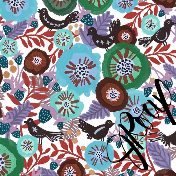 Bird Duvet Cover, Floral Songbird Bedding, Boho Nature Comforter Cover, Cottagecore Decor