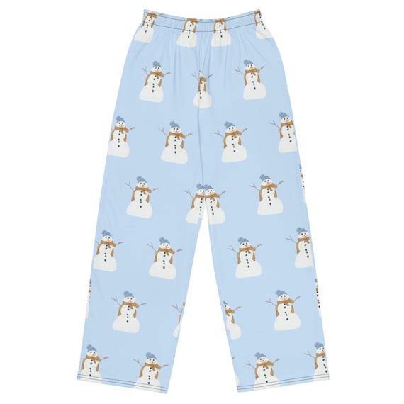 Women’s Snowman Pajama Pants / Blue Lounge Pants / Matching Family Christmas Pajamas