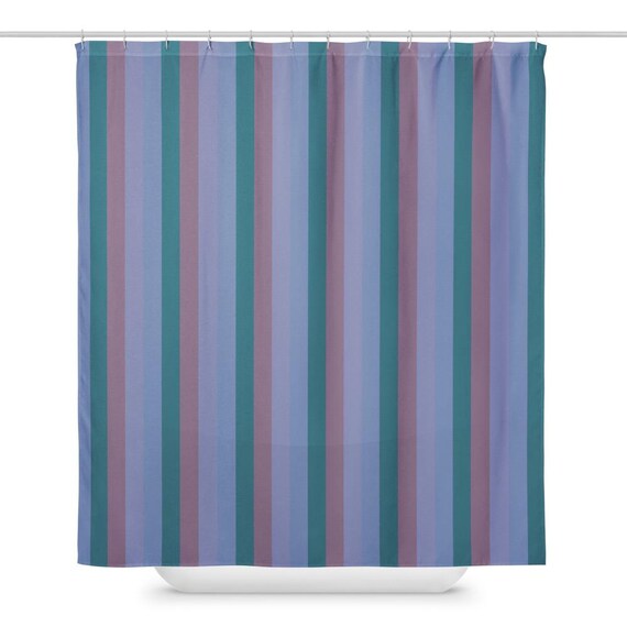 Colorful Striped Shower Curtain | Bold Rainbow Bathroom Decor | Modern Bright Bath Curtain