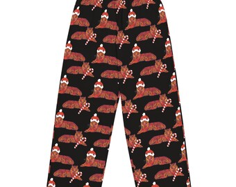 Christmas Tiger Print Lounge Pants / Matching Family Unisex Pajama Pants with Pockets