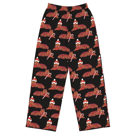 Christmas Tiger Print Lounge Pants / Matching Family Unisex Pajama Pants with Pockets