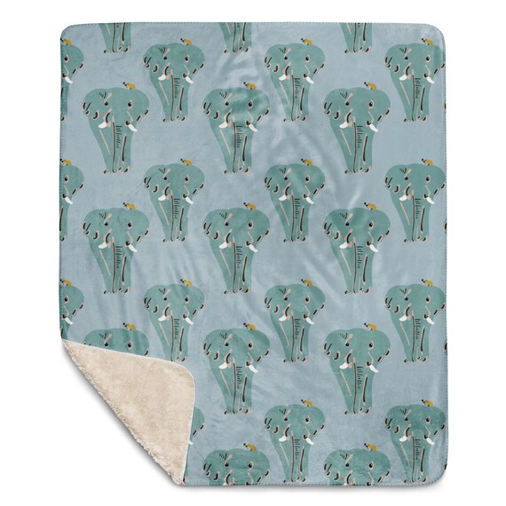 Elephant Blanket / Blue Sherpa blanket