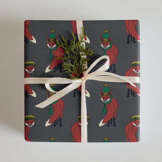 Winter Fox Wrapping Paper / Christmas or Non Denominational Gift Wrap