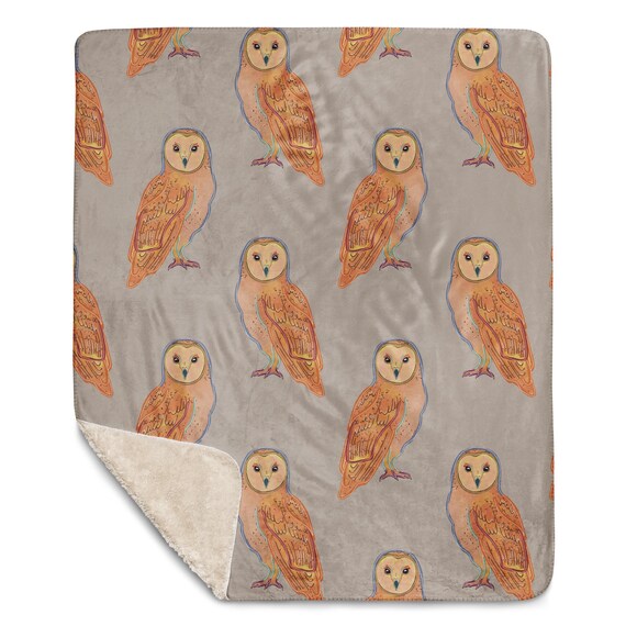 Owl Blanket / Warm Neutral Colors Sherpa blanket
