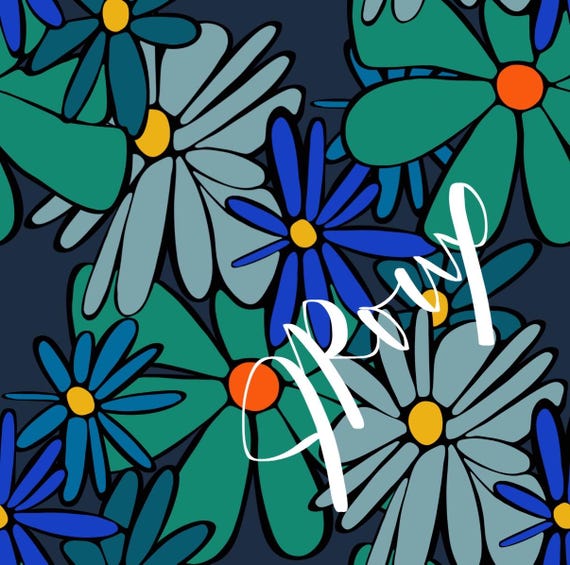Blue Flower Duvet Cover / Blue Aqua Green Floral Bedding