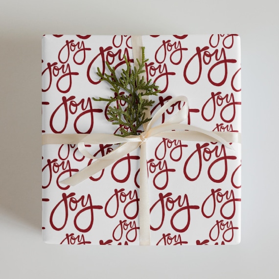 Joyful Cursive Christmas Wrapping Paper – Hand-Drawn Holiday Gift Wrap