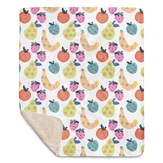 Fruit Blanket, Watercolor Fruit Throw Blanket, Soft Cozy Decor, Cute Cottagecore Gift