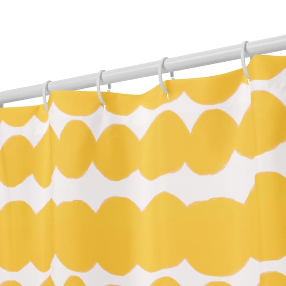 Yellow Bubble Stripes Shower curtain