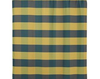 Gingham Duschvorhang, Karo Karo Badvorhang, Grün Gelb Karo Badvorhang