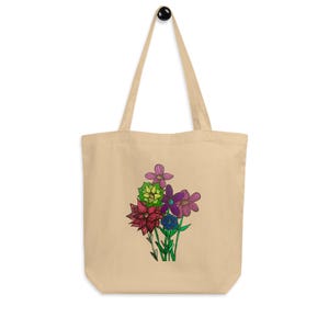 Pretty Flower Painting Canvas Tote Bag - Perfect Gift for Mothers Day