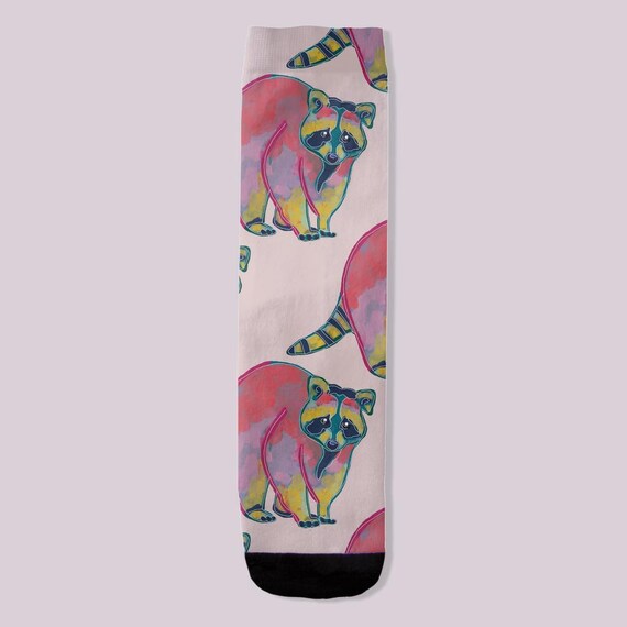 Pink Raccoon Socks By Jrouxart